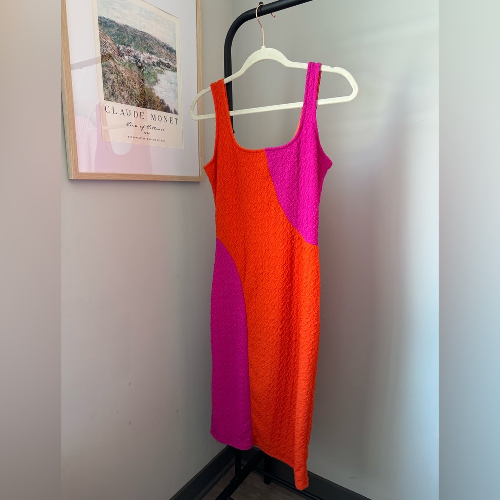 Super COMFY spring and summer color block dress  🩷👗🧡